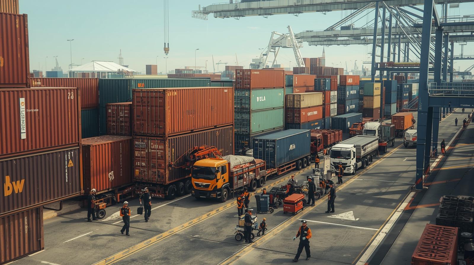 Stacked export-grade packaging boxes with fragile labels ready for international shipping